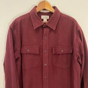 L.L. Bean Burgundy Large Chamois Cloth Men’s Button Down Shirt